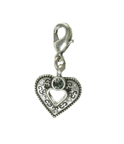 A & C 'Normandie' Open Heart Charm Silver Plate