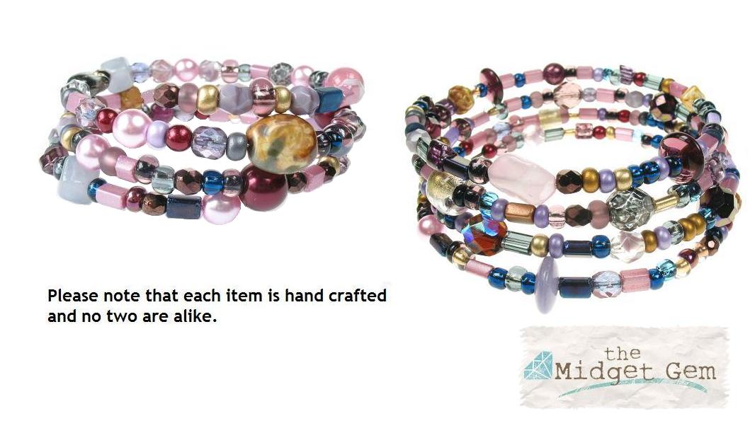 PINK 'Highland Heather' Memory Wire Wrap Bracelet