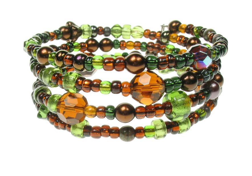 PINK 'Alpine Forest'  Memory Wire Wrap Bracelet