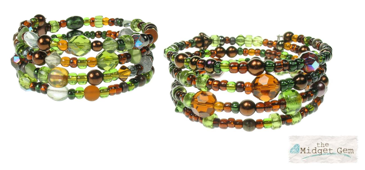 PINK 'Alpine Forest'  Memory Wire Wrap Bracelet