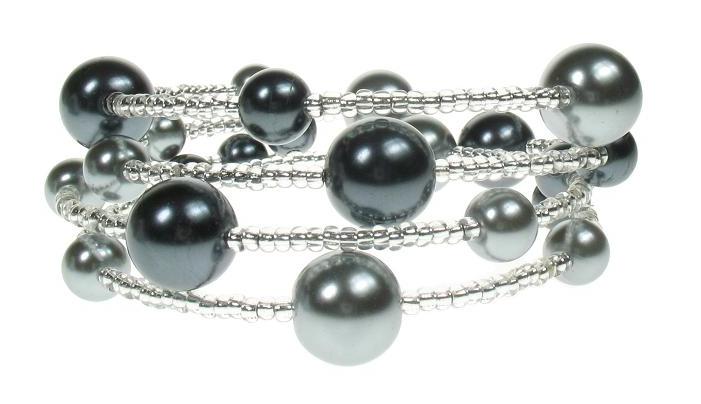 PINK 'Shades of Grey' Lunar Glass Pearl Bracelet Wrap