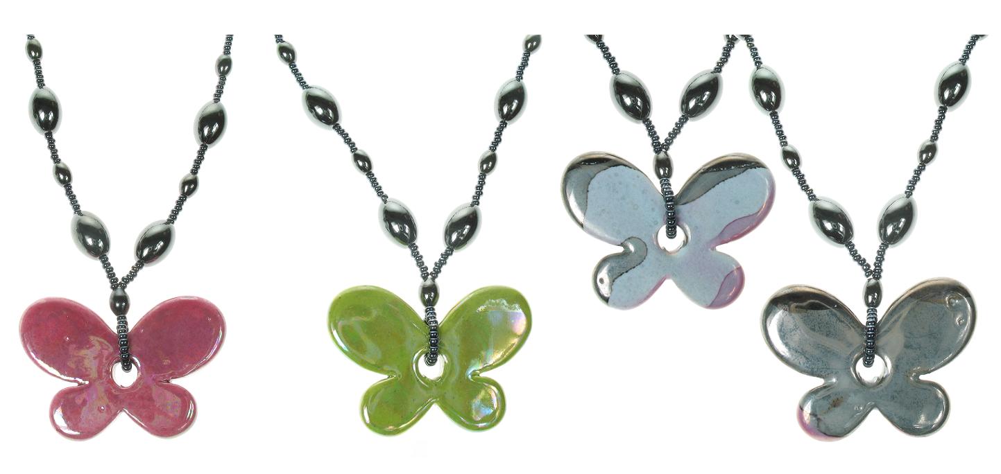 PINK Ceramic Butterfly Necklace