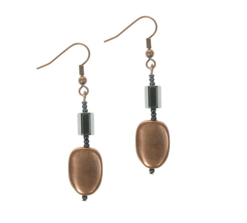 PINK Metallic Copper 'Ovals' Earrings