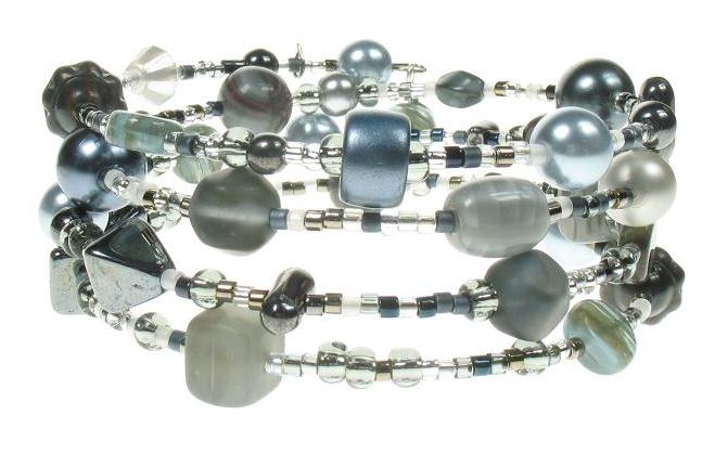 PINK Grey 'Jazz' Memory Wire Wrap Bracelet