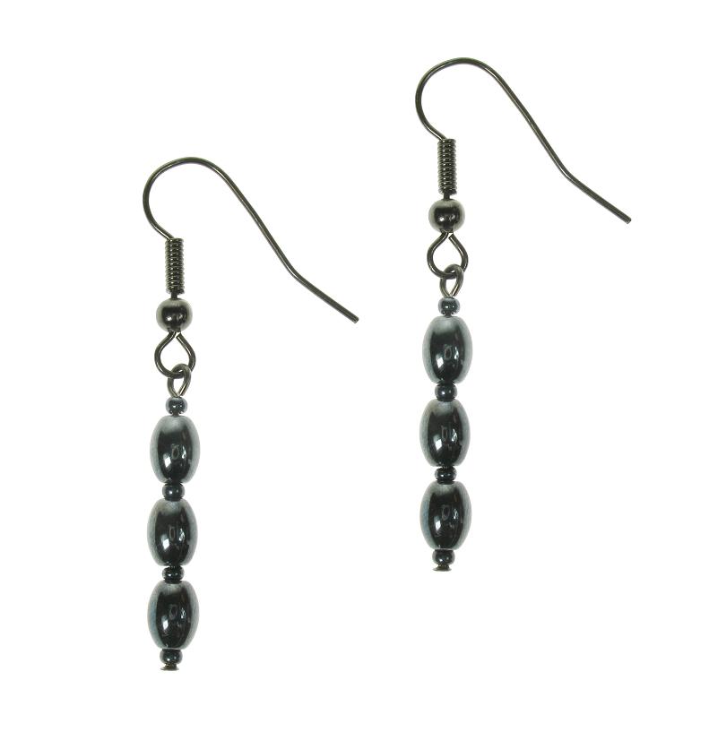 PINK Hematite Oval Earrings