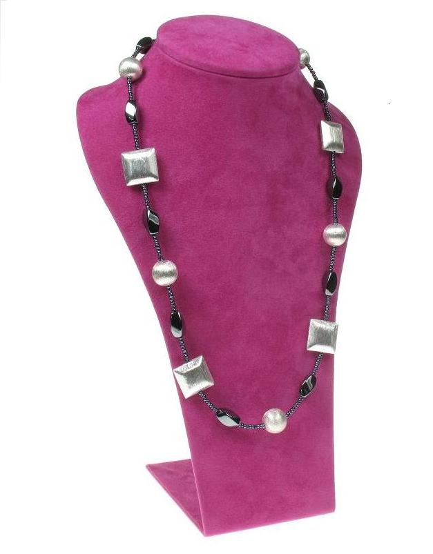 PINK Metallic 'Squares' Necklace