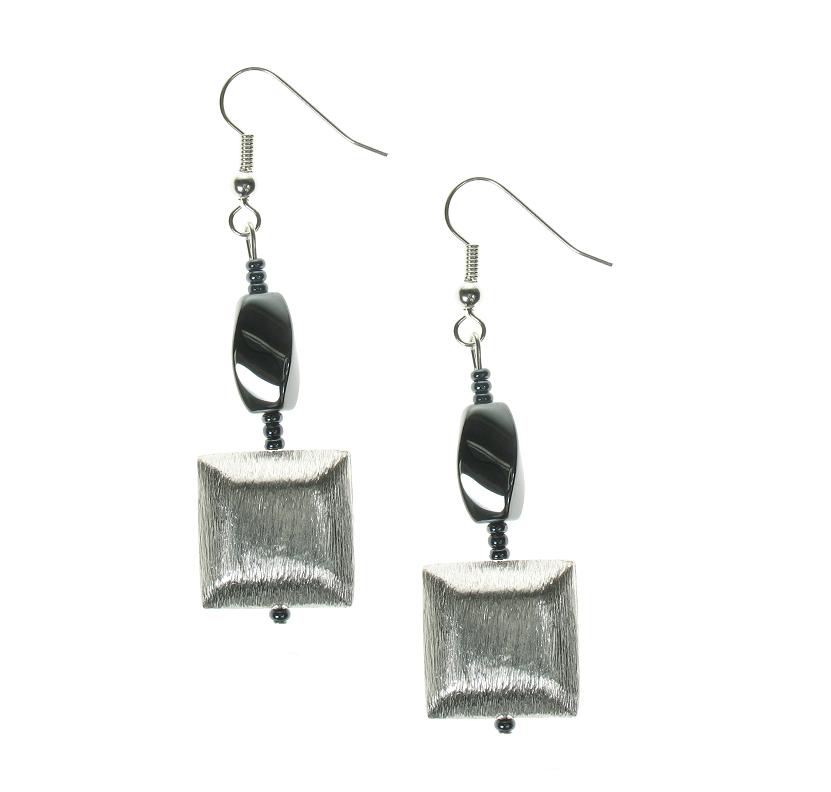 PINK Metallic 'Squares' Earrings