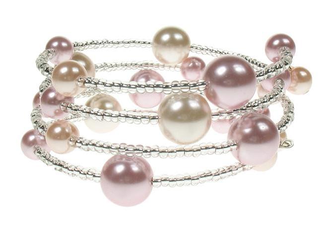 PINK 'Shades of Pink' Lunar Glass Pearl Bracelet Wrap
