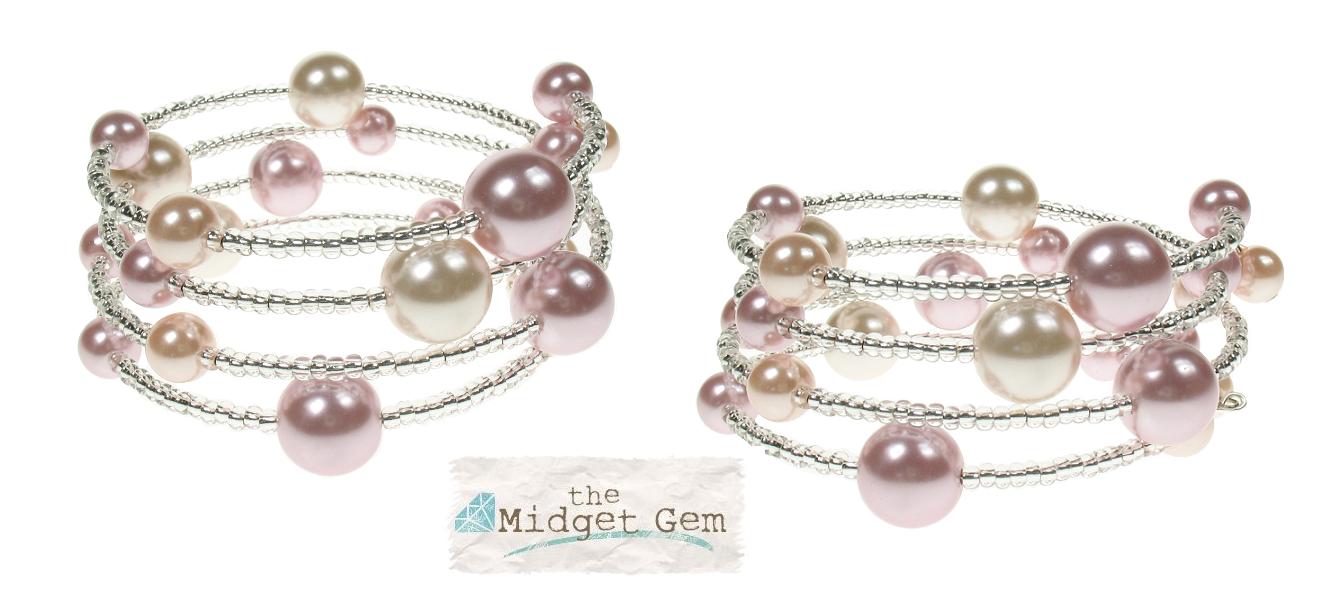 PINK 'Shades of Pink' Lunar Glass Pearl Bracelet Wrap