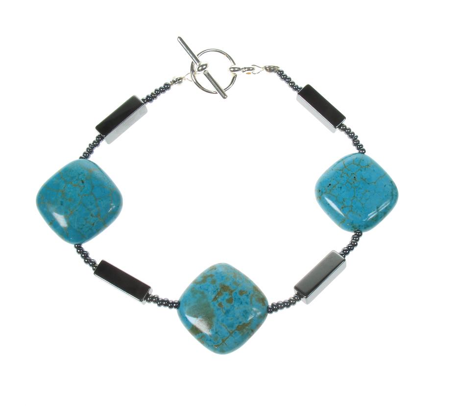 PINK Turquoise Squares Bracelet
