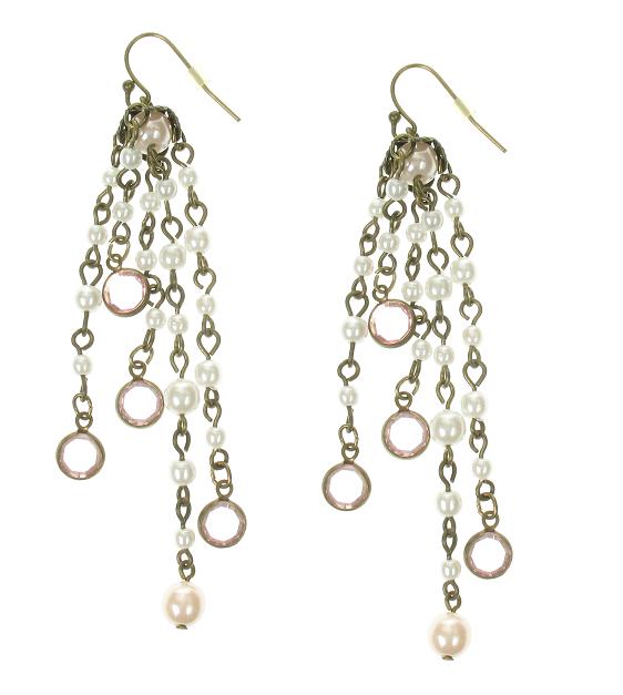 Lisbeth Dahl Pearl Drops Earrings - Vintage Gold/Pale Pink