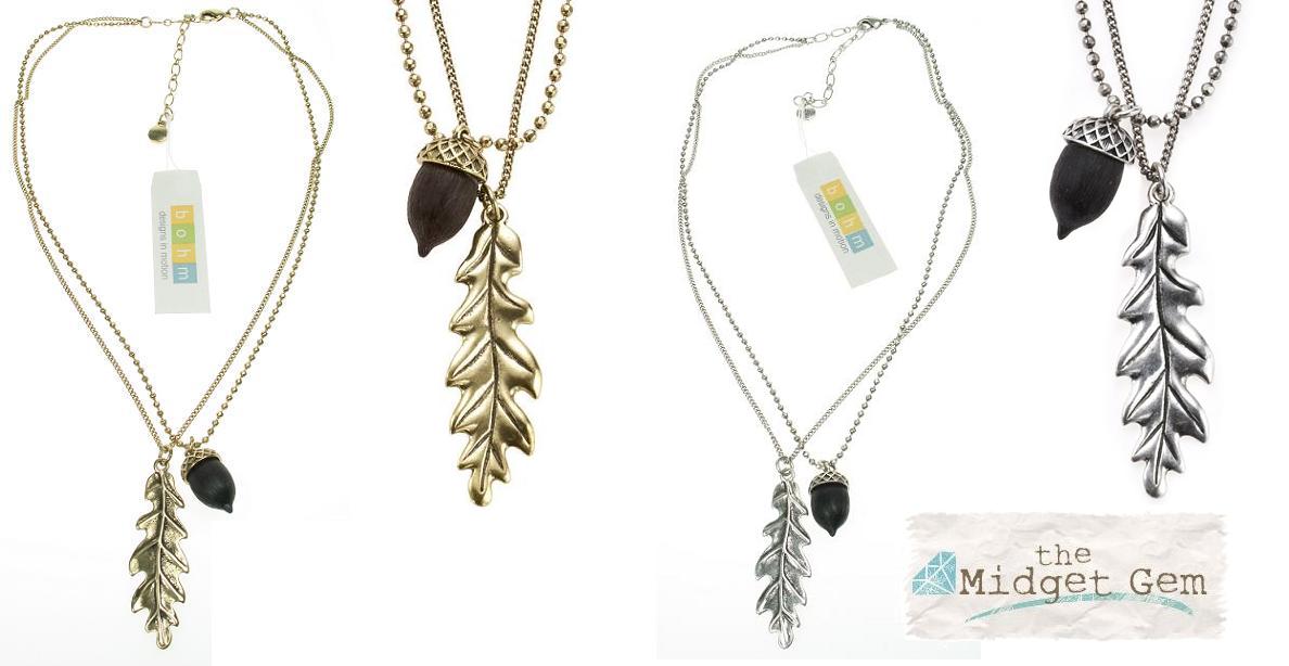 Bohm Autumn Woodland Acorn & Oak Leaf Necklace