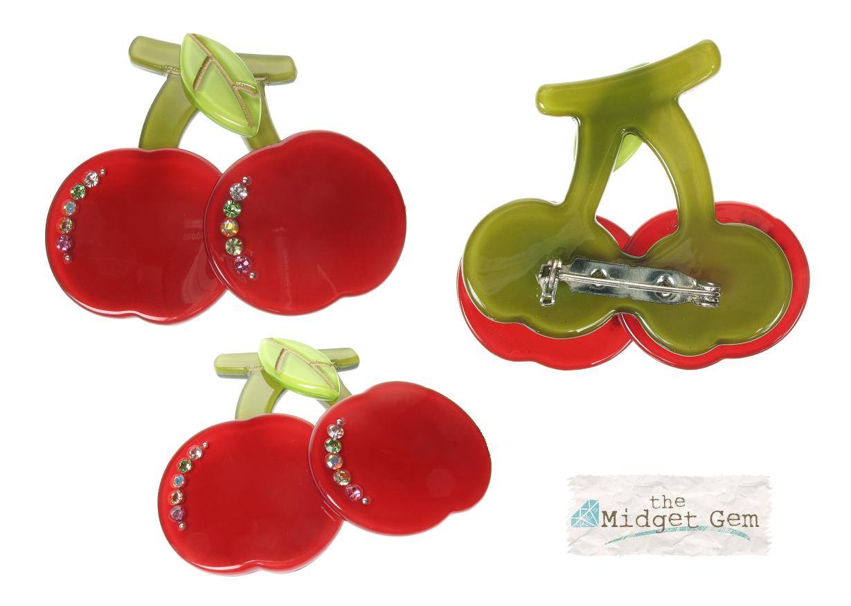 BIG BABY Pair of Cherries/Cherry Brooch/Pin