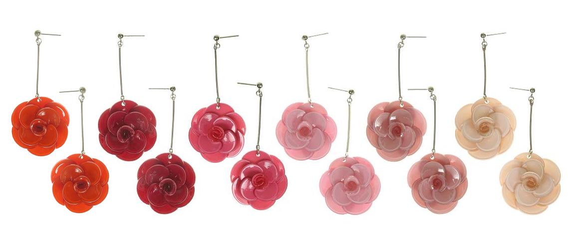 Big Baby Rose Flower Earrings Colour Set 1