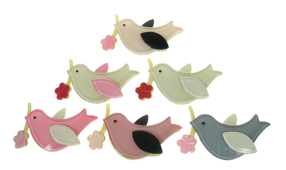 BIG BABY Large Dove Bird & Flower Brooch/Pin