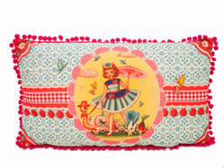 Snail & Girl Bolster With Pom Poms - Fiona Hewitt