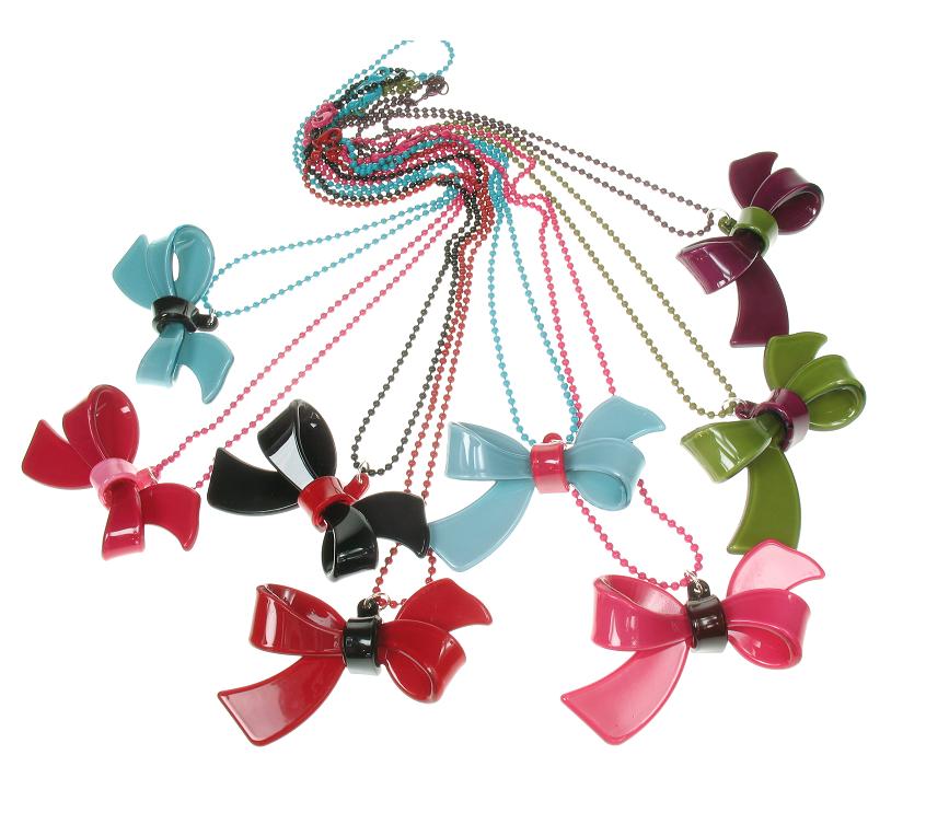 BIG BABY Pretty Vibrant Bow Pendant Necklace
