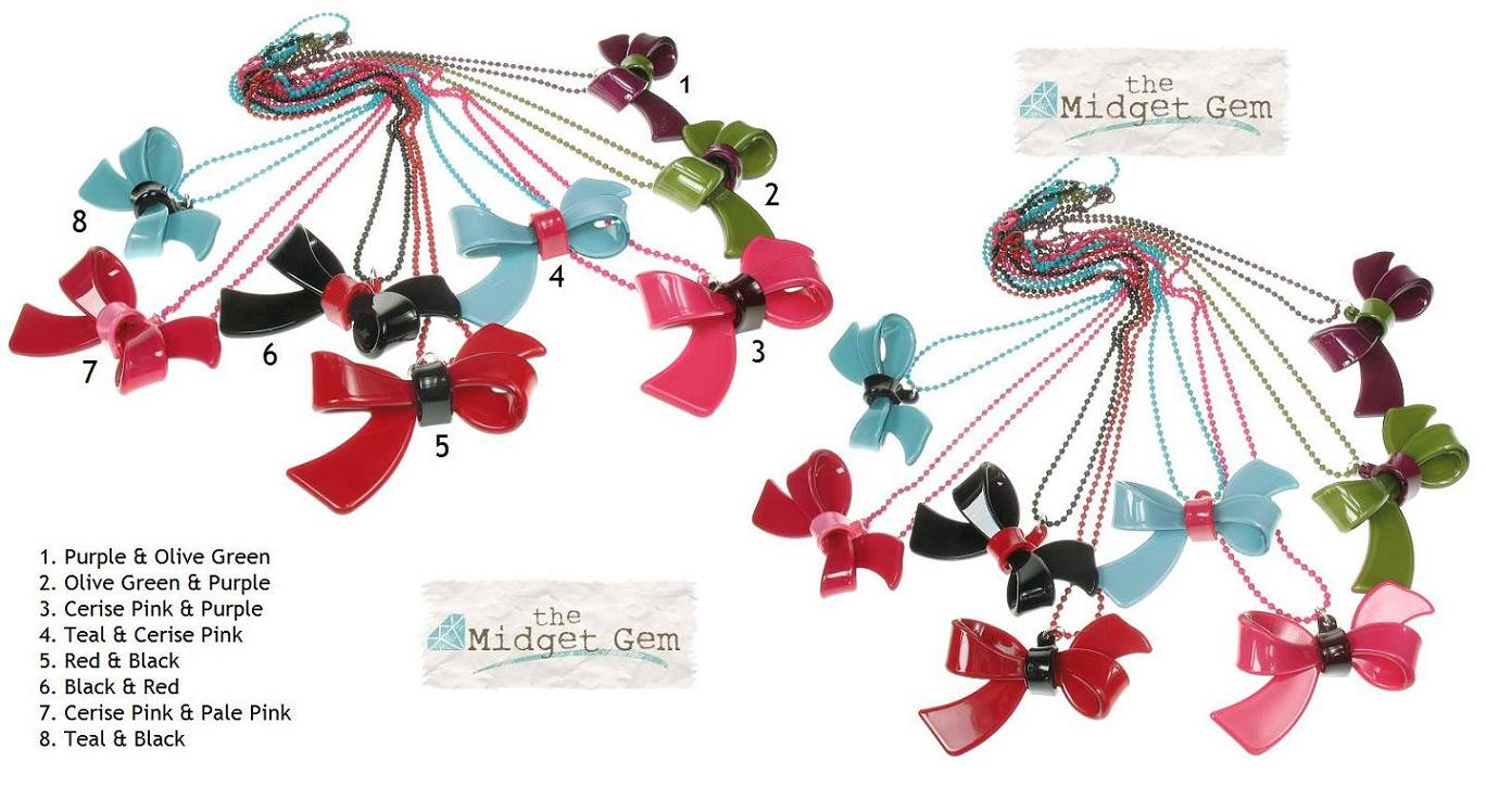 BIG BABY Pretty Vibrant Bow Pendant Necklace