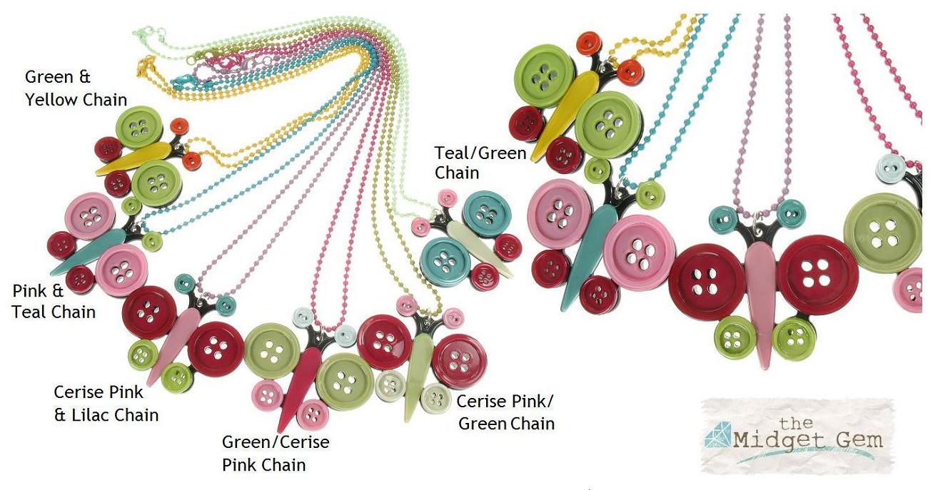 BIG BABY Button Butterfly Necklace