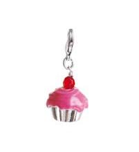 A & C 'Tea Party' Pink Icing Cup-Cake Charm Silver Plate