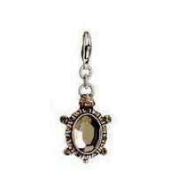 A & C Smoked Topaz Crystal Turtle Tortoise Charm Silver Plate