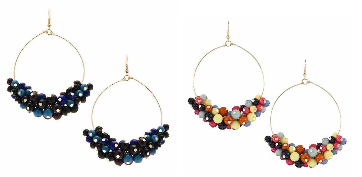 FCUK Beaded Cluster Hoop Earrings