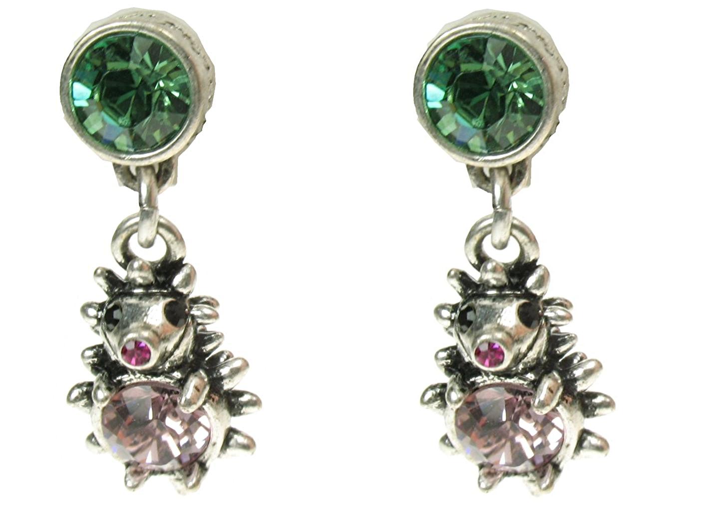 A & C Hedgehog & Swarovski Crystal Earrings