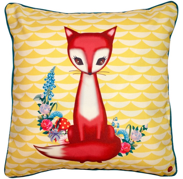 Foxy Square Cushion With Piped Trim - Fiona Hewitt
