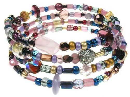 PINK 'Highland Heather' Memory Wire Wrap Bracelet