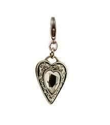A & C Faceted Crystal Heart Charm Silver Plate