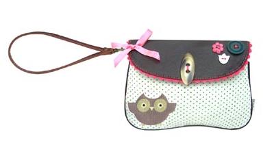 'It's Darling' Polka Dot Owl Zip Make-Up Bag