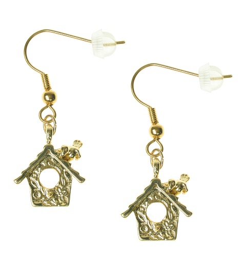 Maria Allen Cuckoo Clock Earrings - Gold Plated