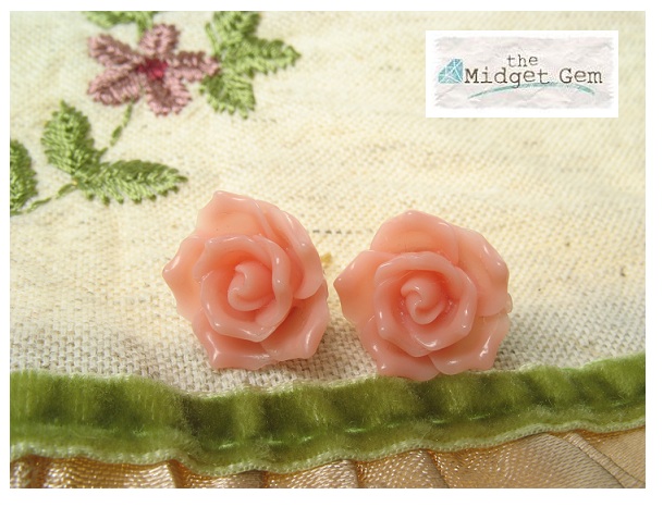 Maria Allen Pink Rose Gold Plate Stud Earrings