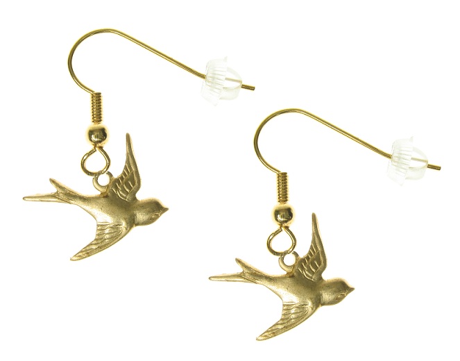 Maria Allen Swallow Bird Earrings - Gold Plate