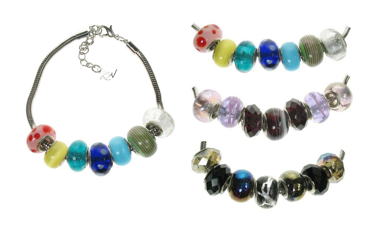 Glass Charm Bead Bracelet