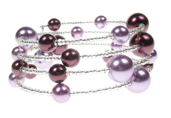 PINK 'Shades of Purple' Lunar Glass Pearl Bracelet Wrap