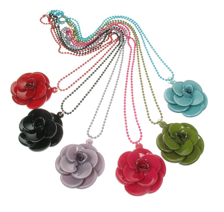 BIG BABY Small Rose Flower Pendant Necklace - Colour Set  1