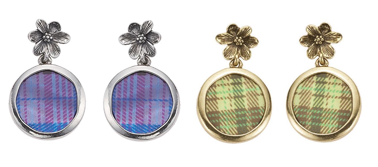 Bohm All That Plaid Flower Disc Earrings