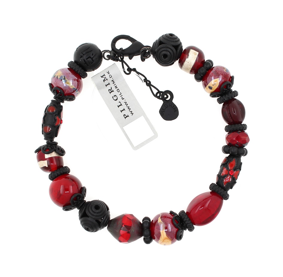 PILGRIM - STARS - Wired Bracelet - Black Plate/Red BNWT