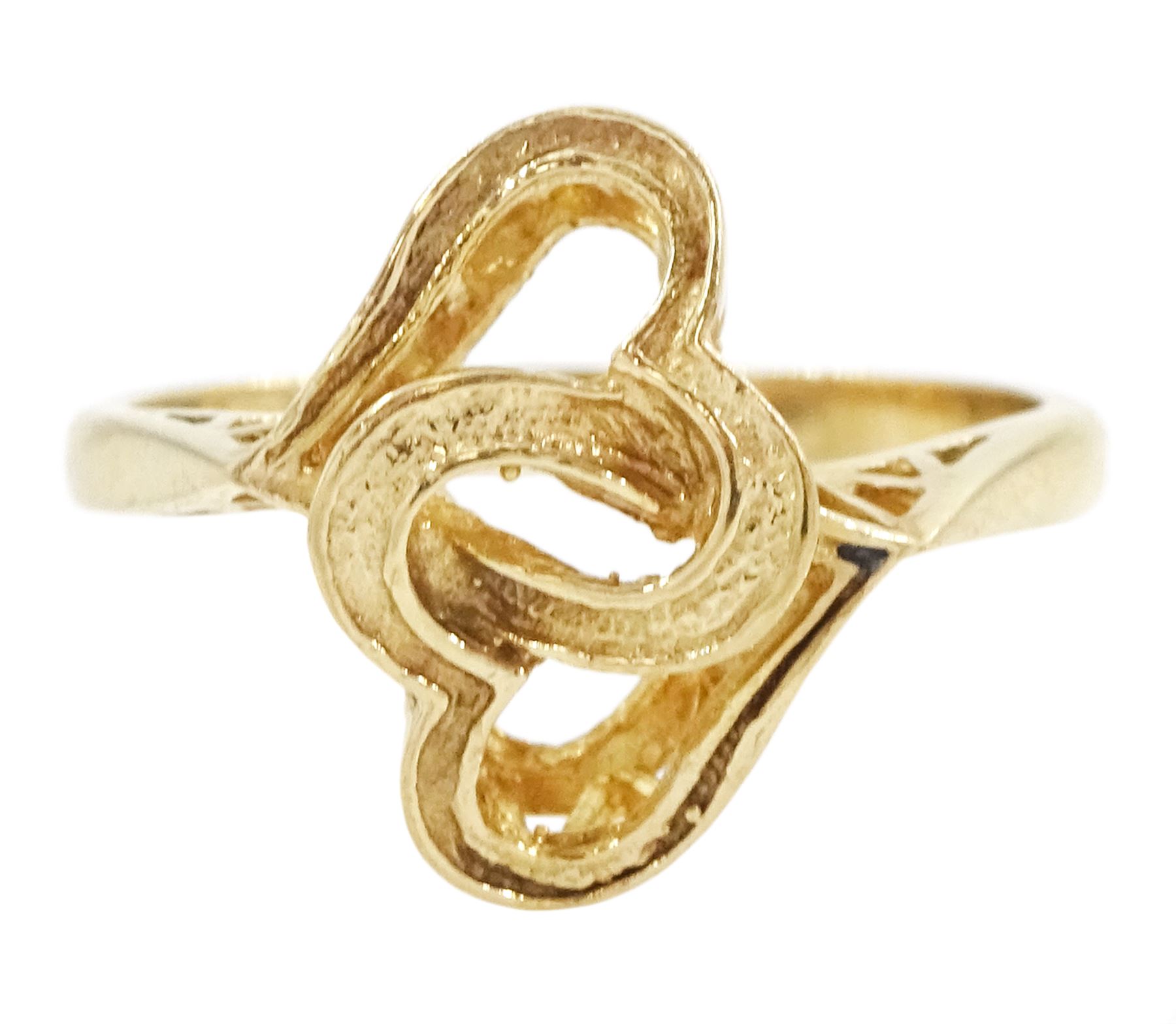 Vintage Entwined Hearts Ring 9ct Yellow Gold 1979 Sweetheart & BOX - IMMACULATE