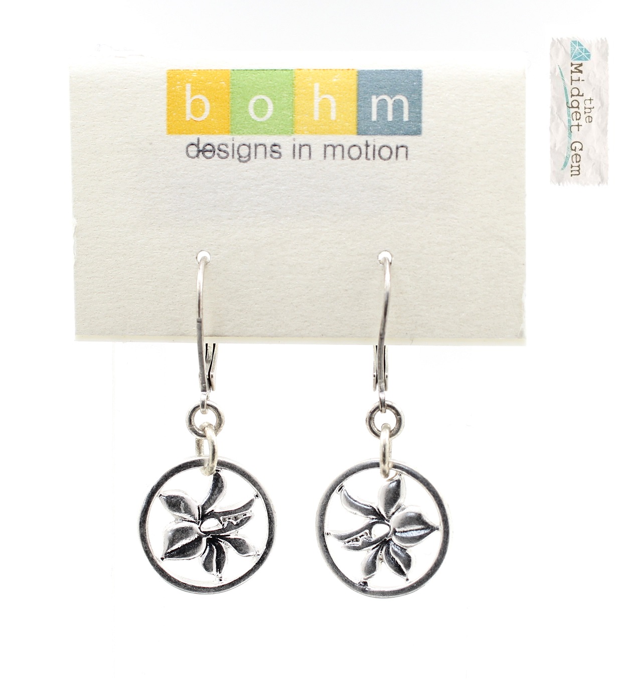 Bohm Floral Folklore - Orchid Silhouette Earrings - Silver Plate BNWT