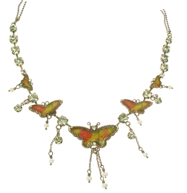 PILGRIM Butterflies Charm Necklace - Yellow/Orange/Gold
