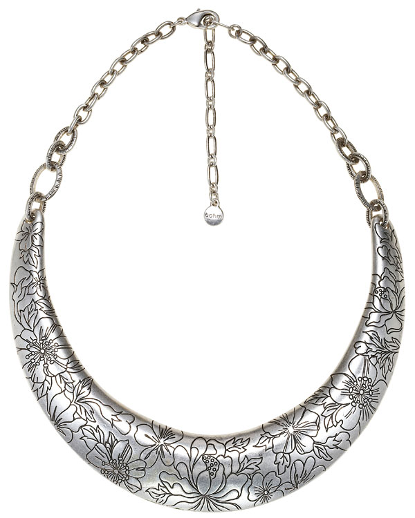 Bohm Gumball Flower Impressed Collar Necklace - Silver