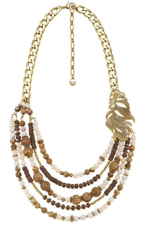 Free Spirit Multi-Layer Necklace - Burnished Gold Plate/Natural Creams/Browns