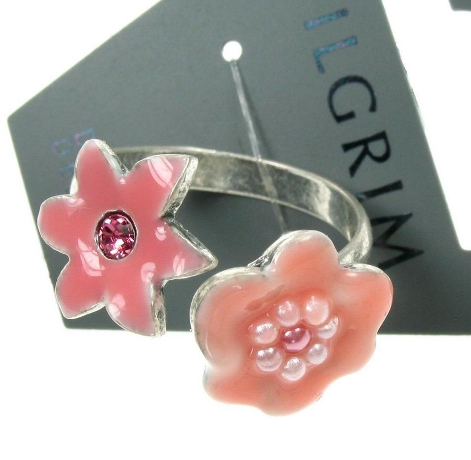 PILGRIM - Enchanted Flower - Small Design Ring - Pink/Silver Plate BNWT