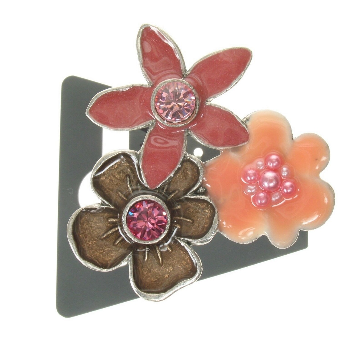 PILGRIM - Enchanted Flower - Large Ring Design - Pink/Silver Plate BNWT