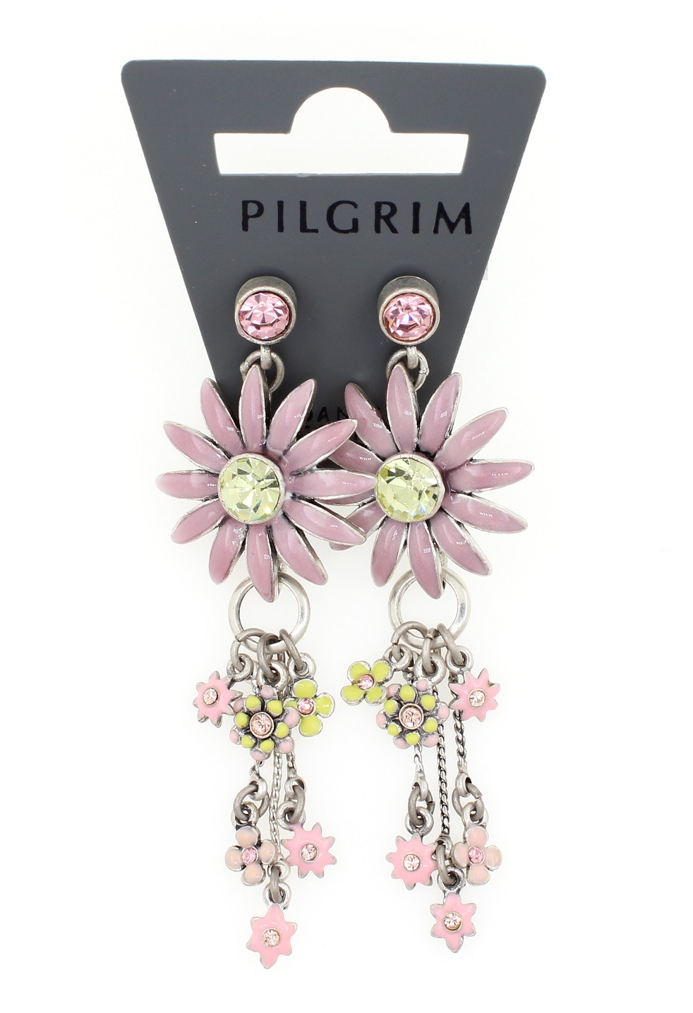 PILGRIM - Daisy - Elaborate Earrings - Oxidised Silver Plate/Dusty Pink/Lilac BNWT