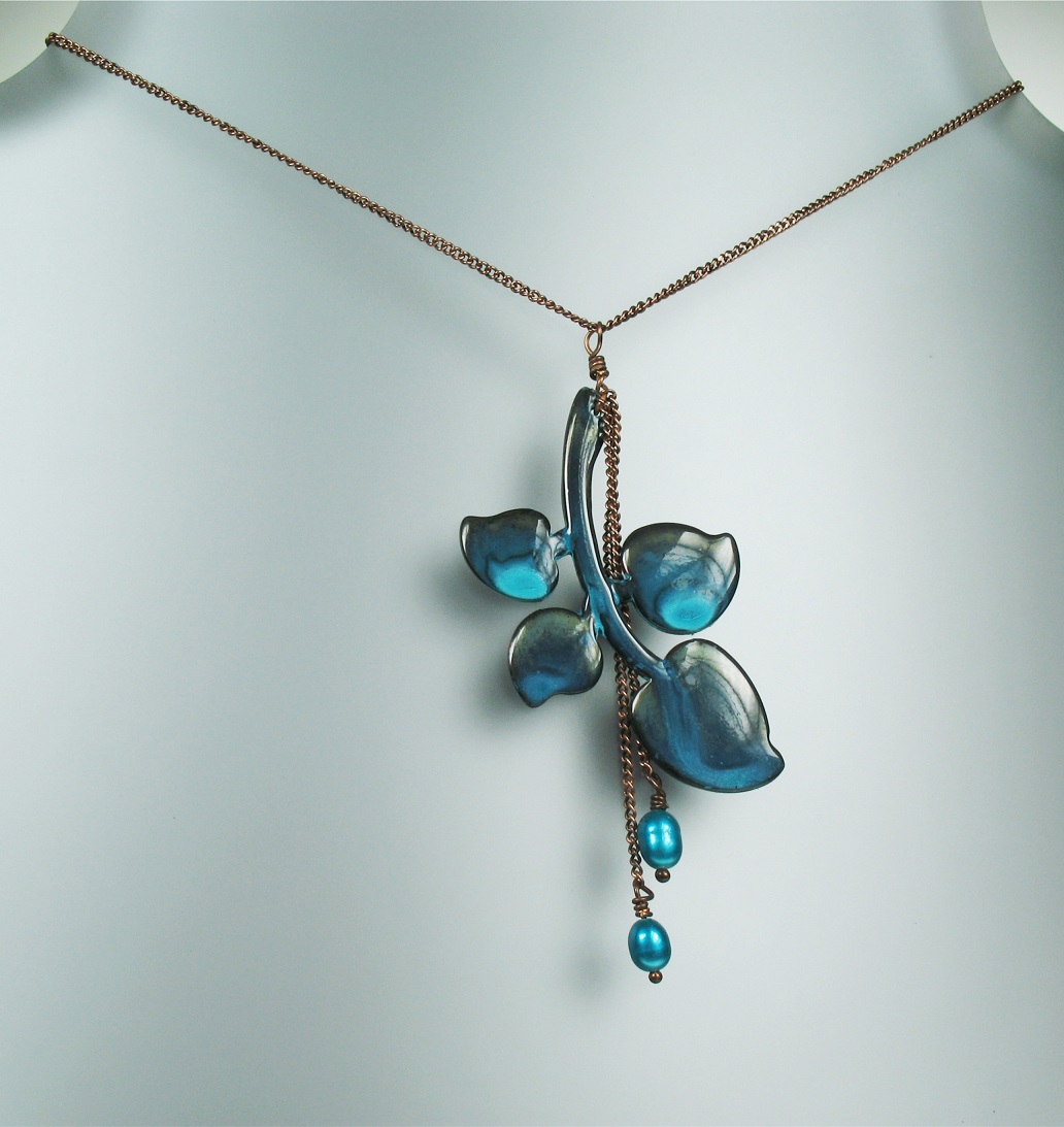 PILGRIM - Patina - Pendant Necklace - Fired Blue Enamel /Copper BNWT