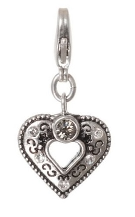 A & C 'Normandie' Open Heart Charm Silver Plate