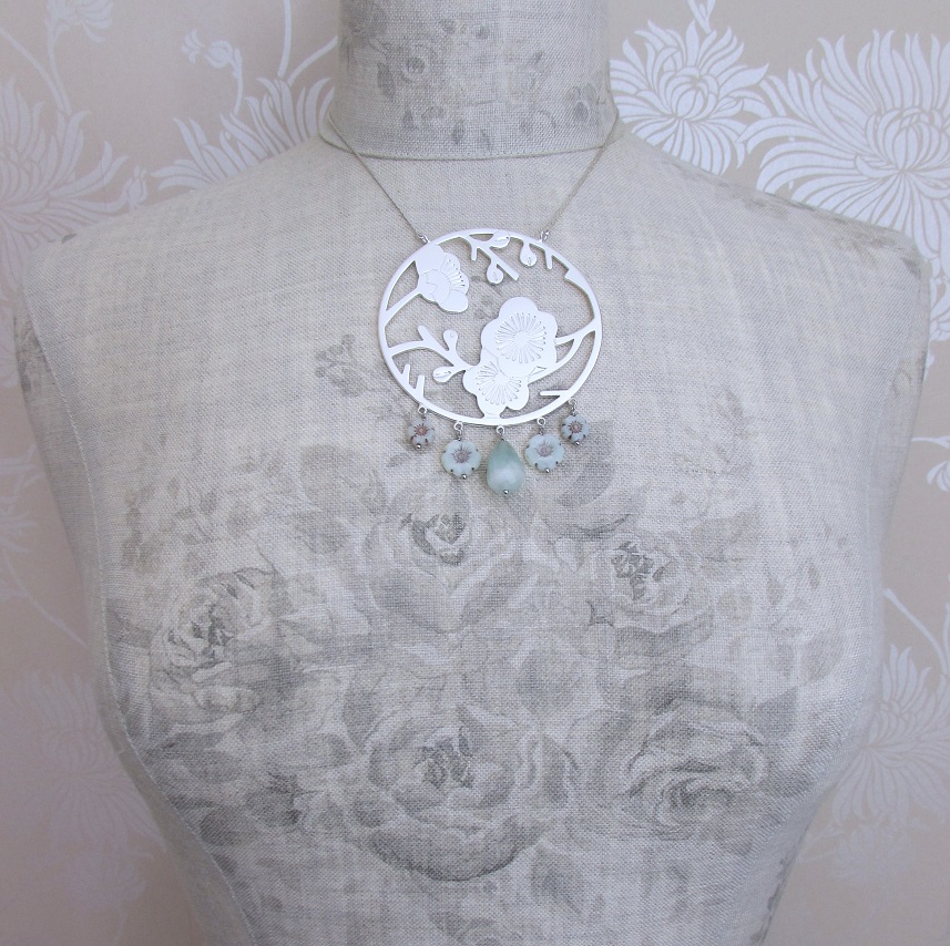 PILGRIM - Oriental - Pendant Necklace - Silver Plate & Amazonite Green BNWT OOAK